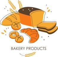 Set of bakery products