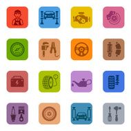 Colorful Auto Service Icon Set