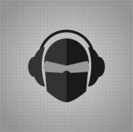 Human or android head with glasses and headphones
