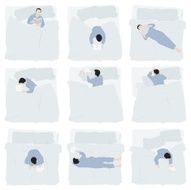 Various actions of man on bed