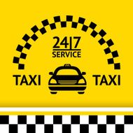 Taxi symbol and car on the background