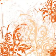orange floral ornament on white background N2