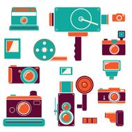 Camera icons with retro colours