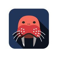 Walrus animal face flat design