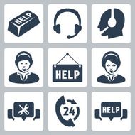 Vector support call center icons set