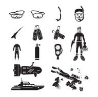 Scuba diving icons set