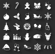 Christmas and New Year flat icons Vector illustration