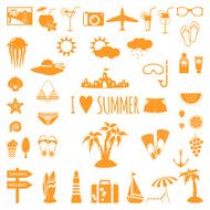 Set of flat summer icons