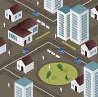 Dark grey city - isometric
