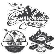 Set of snowboarding emblems labels and designed elements