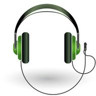 Green Headphones Silhouette on a white background Vector