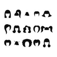Set of black women hairstyle icons