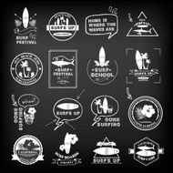 Surfing summer icons vector labels collection N3