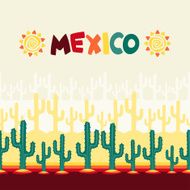 Mexican seamless pattern with cactus in native style