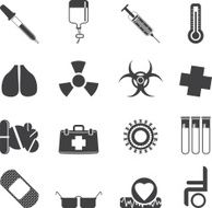 Silhouette collection of medical themed icons and warning-signs