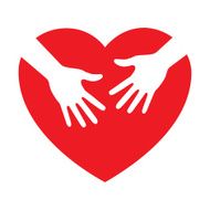 heart icon with caring hands