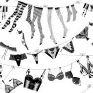 Laundry drying on a washing lines Seamless background pattern N2