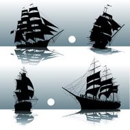 Silhouettes of sailing ships N2