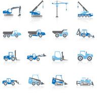 Construction Vehicles Silhouette - Blue Series