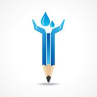 Save water concept with pencil hands N2