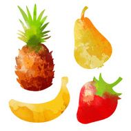 Set watercolor fruits and berries isolated N3