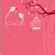 Valentine Birds and Birdcage