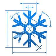 Snowflake symbol with dimension lines