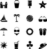 Silhouette Beach sea and holiday icons