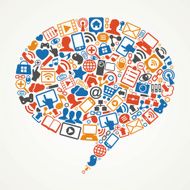 vector background speech bubble shape and network icons N5