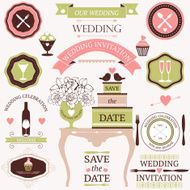 Vector collection of decorative wedding dinner elements N3