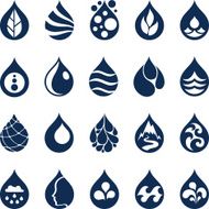 Water drop icons and design elements