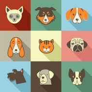 Pets vector icons - cats and dogs elements N3