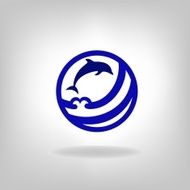 Emblem of a dolphin over the sea N11