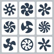 Fan propellers vector icons set