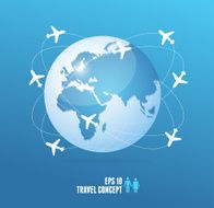 Airplanes flying around the globe Travel concept N2