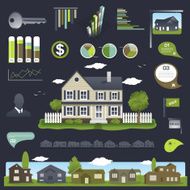 Real estate infographics design with house