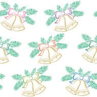 Seamless background Christmas bells pictogram