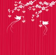 Valentine Birds with Hearts