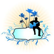Guitar player with tropical frame background
