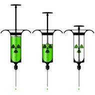 Syringe with toxic liquid and radioactive symbol