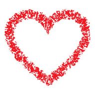Red Hand Drawn Thick Contour Grunge Heart logo N2