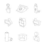 outline gray 3D icon set 03