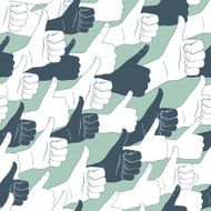 Thumbs up Drawn by hands seamless pattern Flat style N6