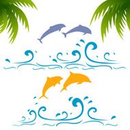 Dolphin in water blue splash