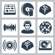 Vector isolated dj and music icons set