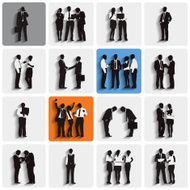 Collection Of Active Business People With Shadow Vector