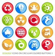 Ecology Icons on Circular Colored Buttons