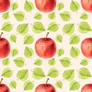 Watercolor seamless pattern with apples and leaves