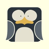 Flat square icon of a cute penguin