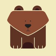 Flat square icon of a cute bear